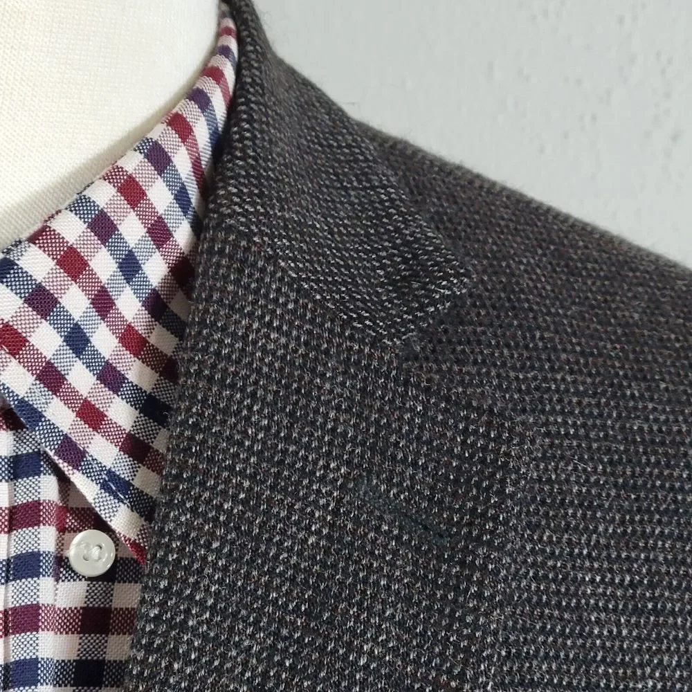 Chaps Men's Tweed Sport‎ Coat Blazer Two Button Brown Wool Size 46L